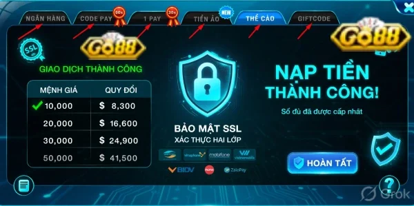 Nạp tiền Go88: Cách nạp tiền nhanh với phương thức an toàn 1 ruttiengo88